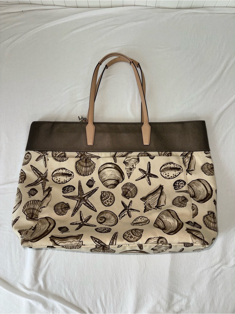Coach Resort Seashell Print Canvas Tote Bag - Picture 3 of 9